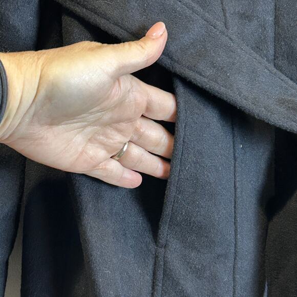 Cole Haan Chic Slick Wool Wrap Coat Convertible Collar Black Women's 6 NWT - Picture 7 of 10